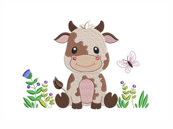 Adorable Baby Cow Embroidery for Charming Gifts