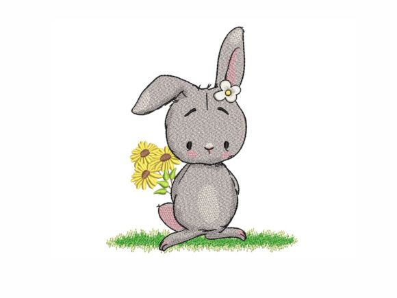 Adorable Bunny with Sunflowers Design