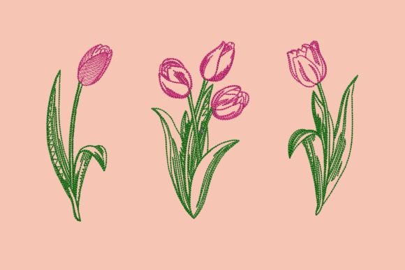 Bundle of Tulips: A Charming Embroidery Design