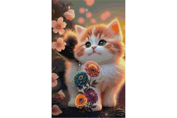 Cat and Flowers: A Sweet Cross Stitch for Personalized Gifts