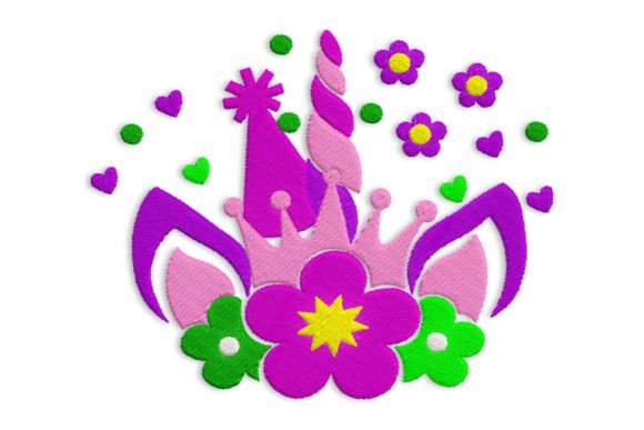 Charming Unicorn Head with Flowers Design