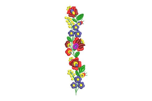 Flowers with Colorful Leaves: A Festive Embroidery Design