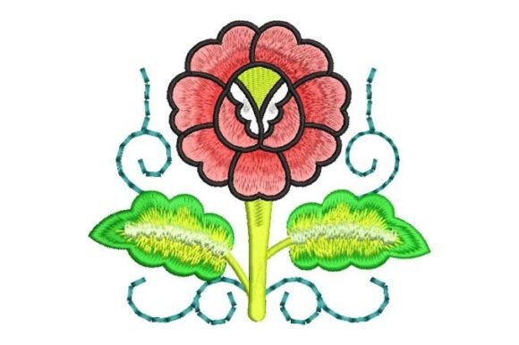 Gradient Flower with Leaves: A Versatile Embroidery Design