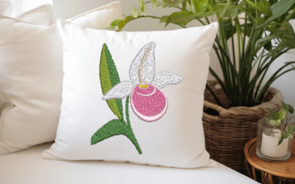 Lady Slipper Orchid Embroidery for Branded Merchandise